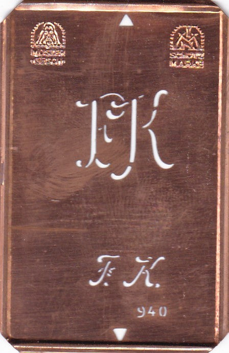 FK - Alte Monogramm Schablone zum Sticken