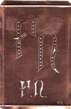 FN - Interessante alte Kupfer-Schablone zum Sticken von Monogrammen