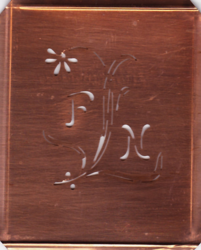 FN - Hübsche, verspielte Monogramm Schablone Blumenumrandung