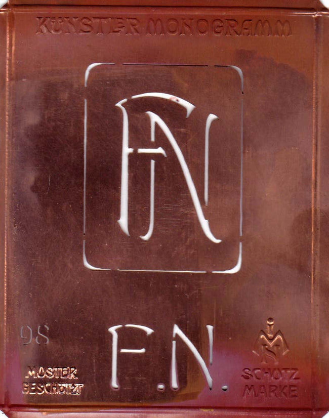 FN - Besondere Jugendstil Monogrammschablone
