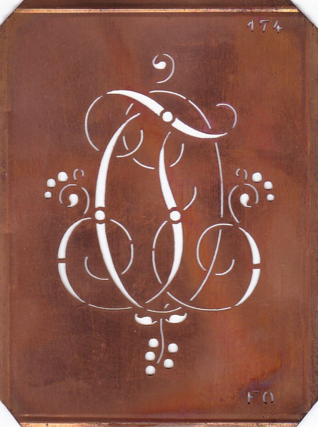 FO - Alte Monogramm Schablone mit Schnörkeln