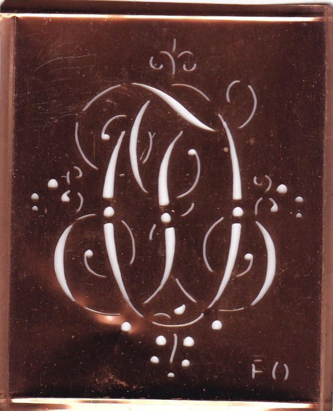 FO - Alte Monogramm Schablone mit nostalgischen Schnörkeln