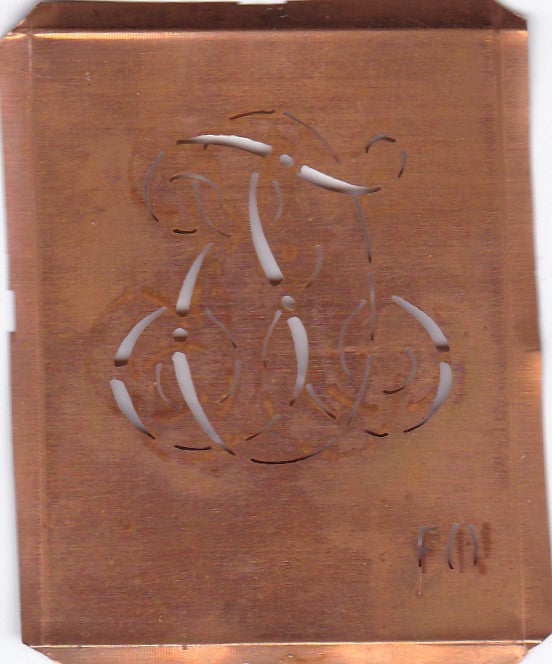 FO - Uralte Monogramm Schablone zum Sticken