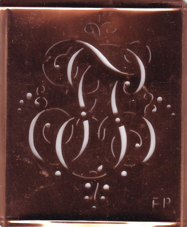 FP - Alte Monogramm Schablone mit Schnörkeln