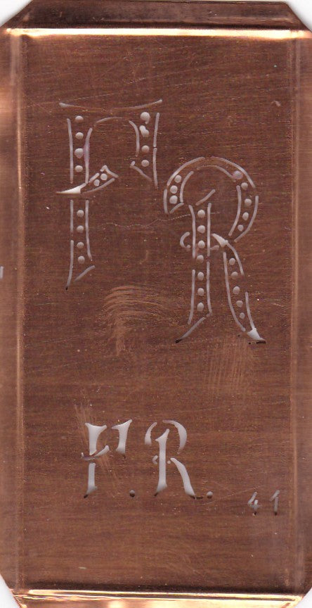 FR - Alte Monogramm Schablone zum Sticken
