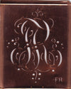 FR - Alte Monogramm Schablone mit nostalgischen Schnörkeln