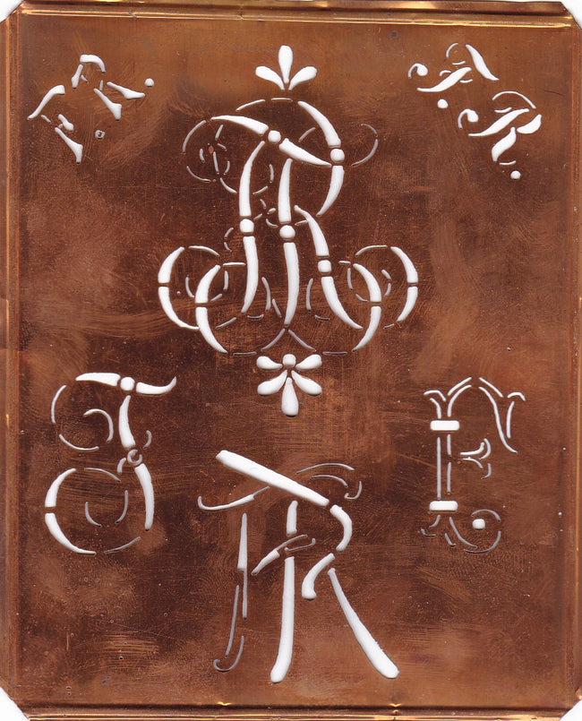 FR - Uralte Monogrammschablone - ideal als persönliches Geschenk