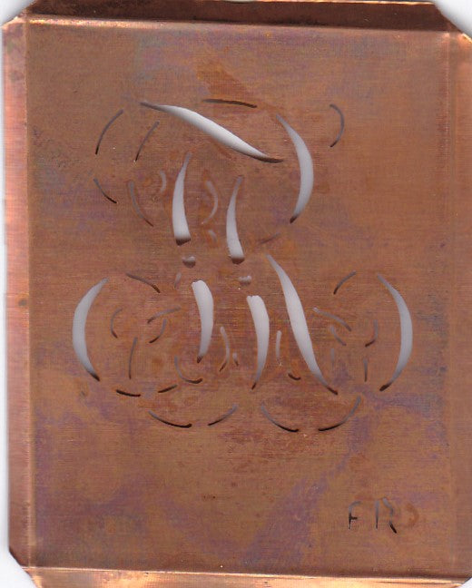 FR - Uralte Monogramm Schablone zum Sticken