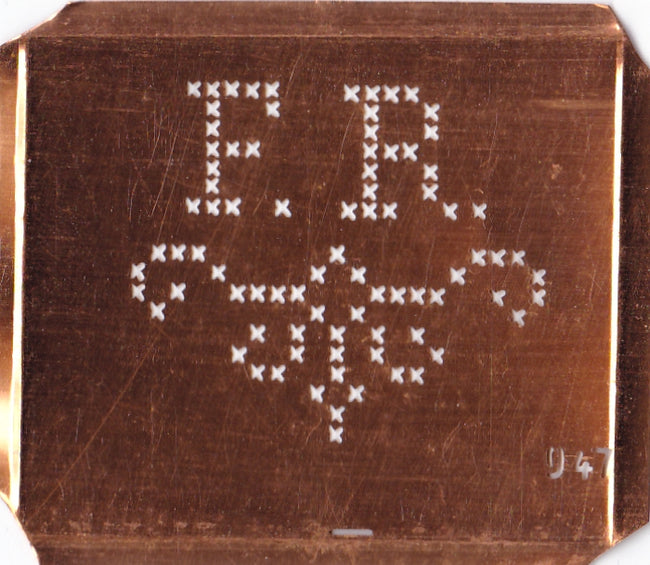 FR - Alte niedliche Kreuzstich Monogramm Schablone