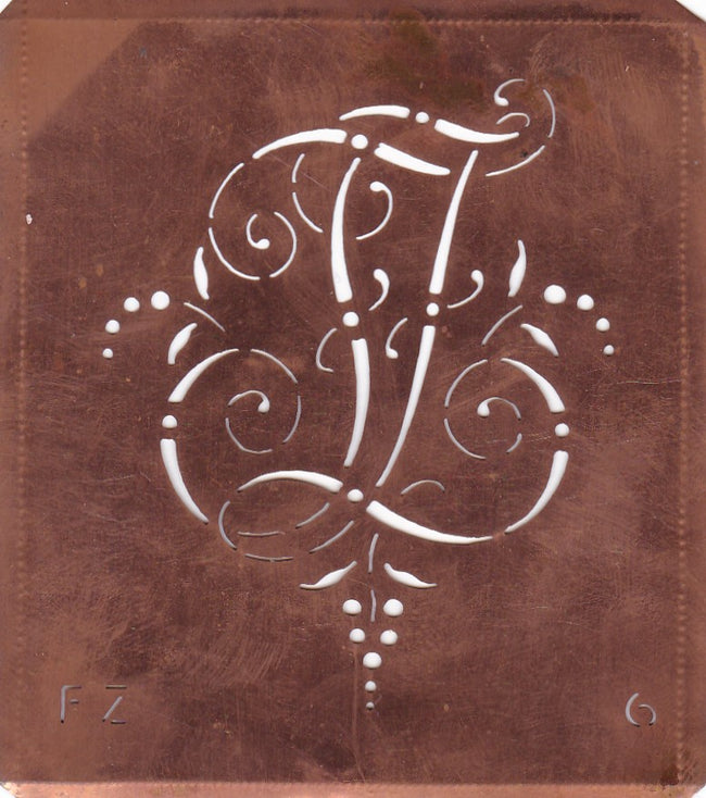 FZ - Interessante Monogrammschablone aus Kupferblech