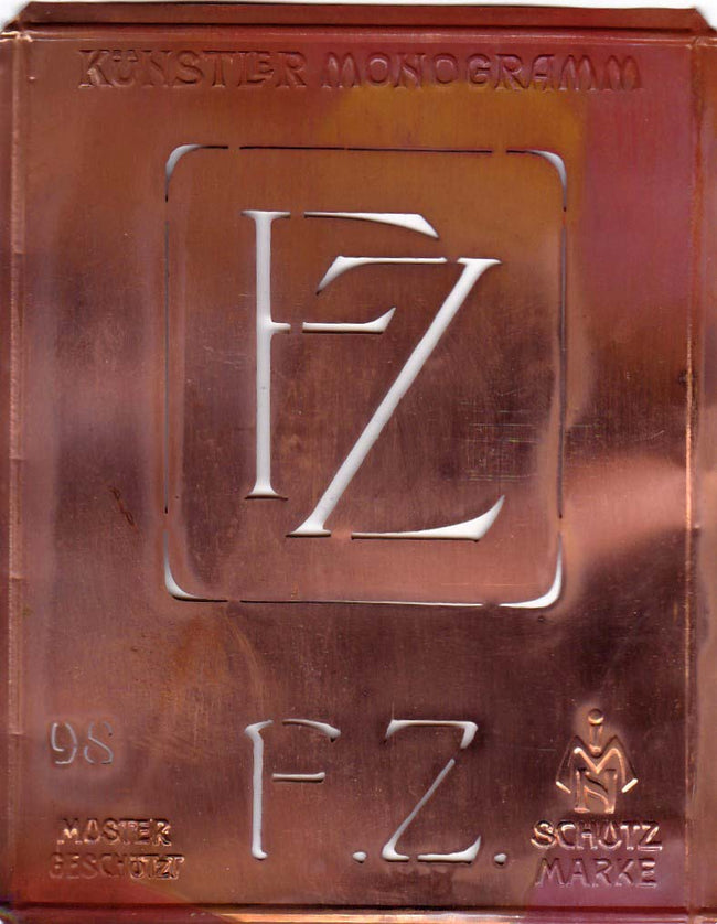 FZ - Besondere Jugendstil Monogrammschablone