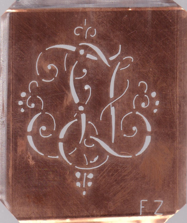 FZ - Hübsche alte verschnörkelte Monogrammschablone