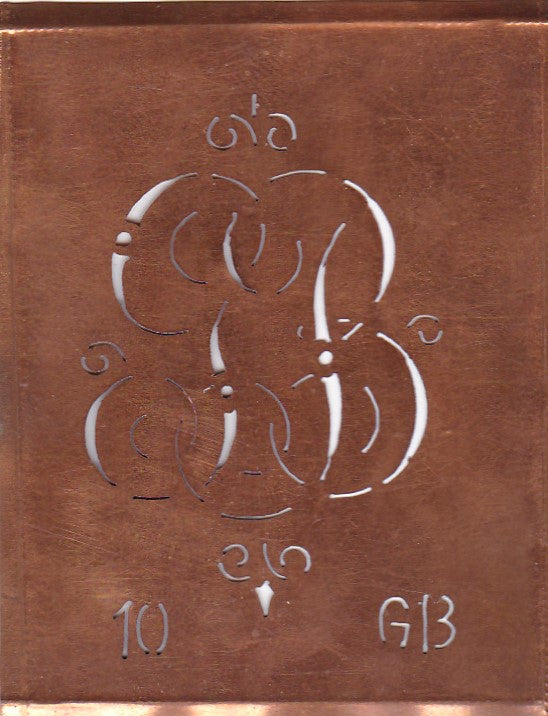 GB - Alte Monogrammschablone aus Kupfer