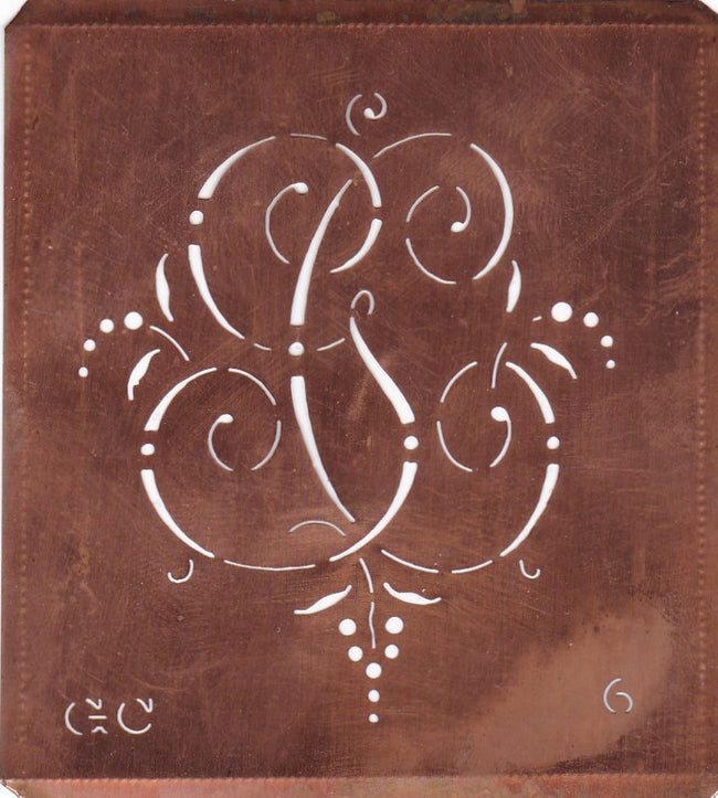 GC - Interessante Monogrammschablone aus Kupferblech
