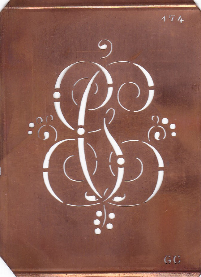 GC - Alte Monogramm Schablone mit Schnörkeln