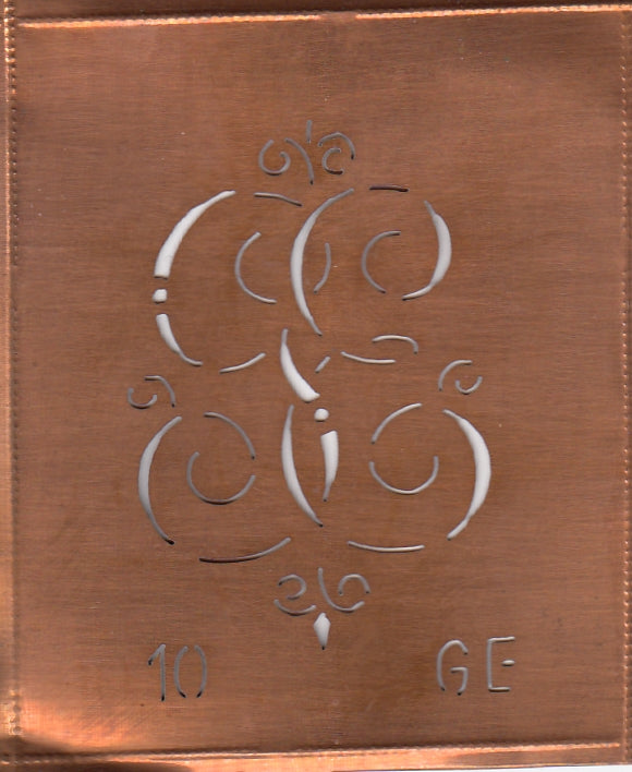 GE - Alte Monogrammschablone aus Kupfer