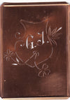 GJ - Seltene Stickvorlage - Uralte Wäscheschablone mit Wappen - Medaillon