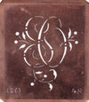 GO - Alte Schablone aus Kupferblech mit klassischem verschlungenem Monogramm 
