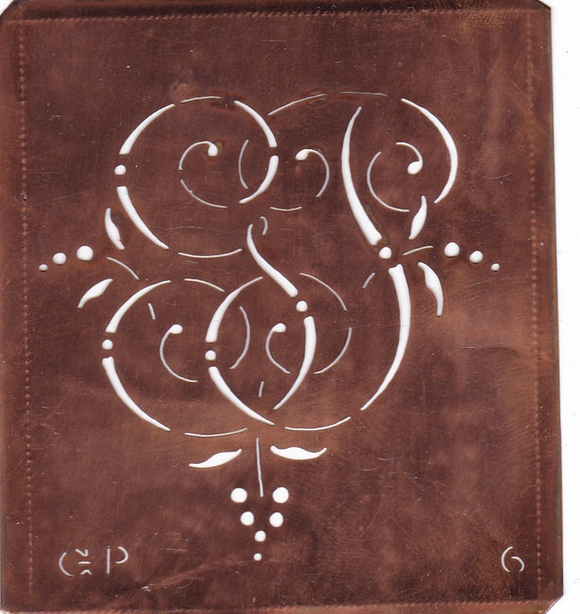 GP - Interessante Monogrammschablone aus Kupferblech