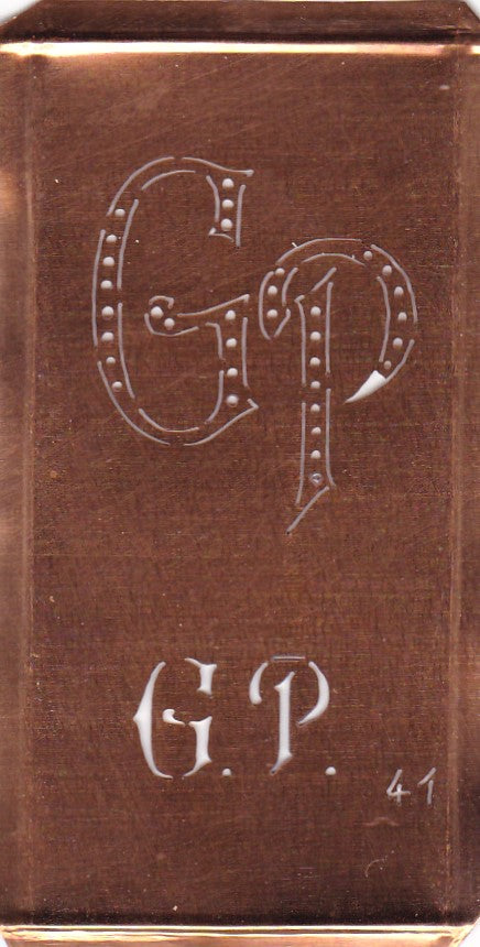 GP - Alte Monogramm Schablone zum Sticken