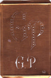 GP - Interessante alte Kupfer-Schablone zum Sticken von Monogrammen