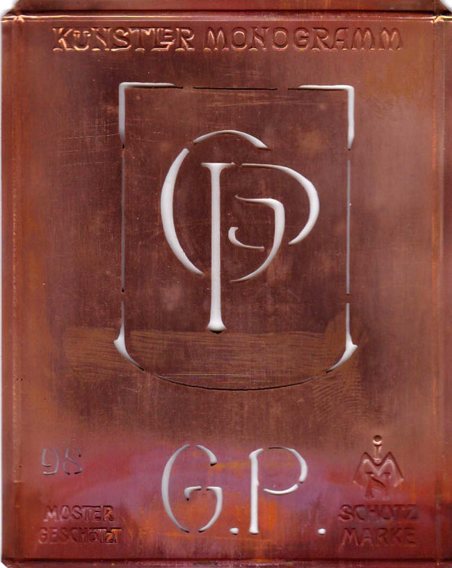 GP - Besondere Jugendstil Monogrammschablone