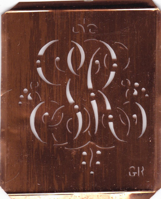 GR - Antiquität aus Kupferblech zum Sticken von Monogrammen und mehr