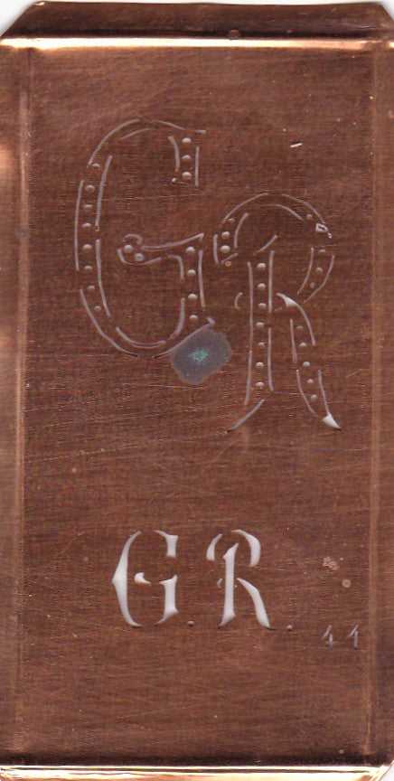 GR - Alte Monogramm Schablone zum Sticken