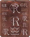 GR - Uralte Monogrammschablone aus Kupferblech