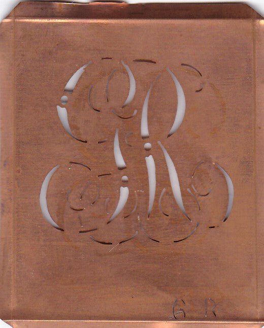 GR - Uralte Monogramm Schablone zum Sticken