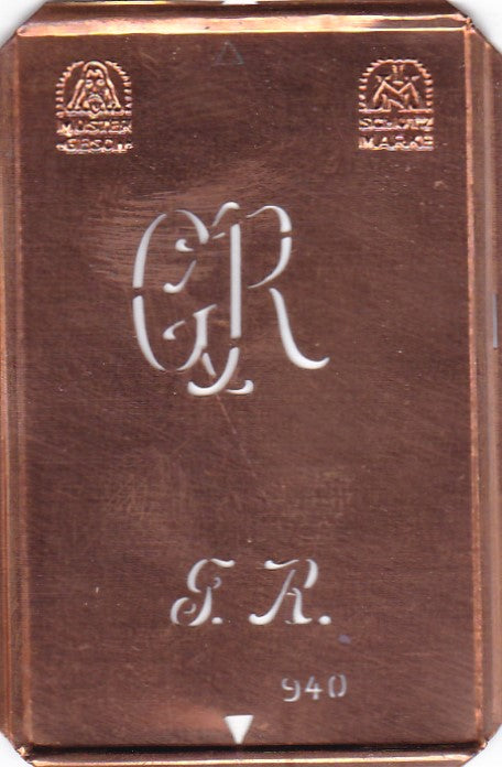 GR - Alte Monogramm Schablone nicht nur zum Sticken