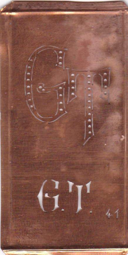 GT - Alte Monogramm Schablone zum Sticken