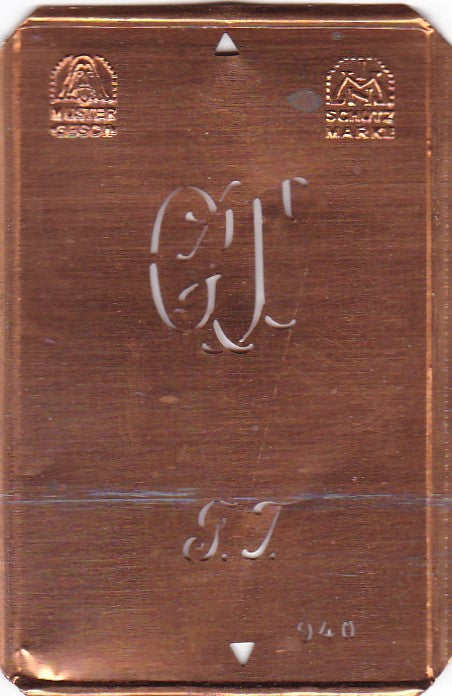 GT - Alte Monogramm Schablone nicht nur zum Sticken