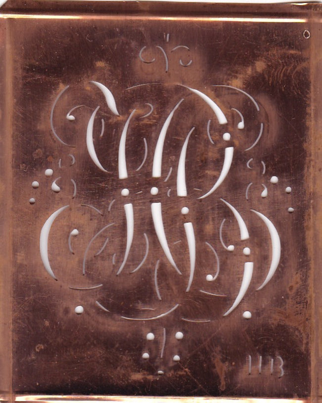 HB - Alte Monogramm Schablone mit nostalgischen Schnörkeln