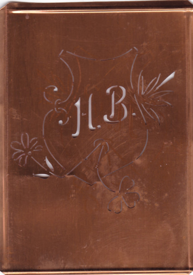 HB - Seltene Stickvorlage - Uralte Wäscheschablone mit Wappen - Medaillon