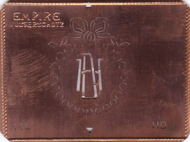 HD - Hübsche Jugendstil Kupfer Monogramm Schablone - Rarität nicht nur zum Sticken