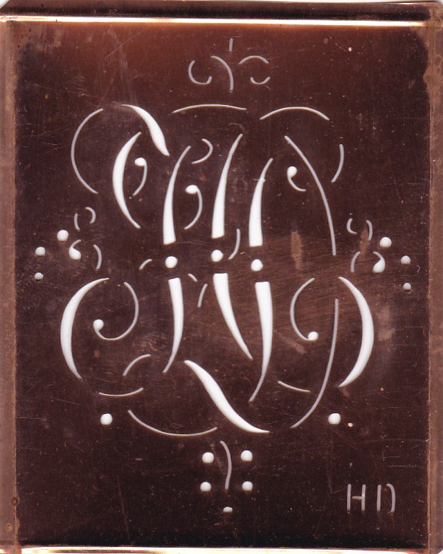 HD - Alte Monogramm Schablone mit nostalgischen Schnörkeln
