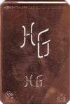 HG - Alte sachlich designte Monogrammschablone zum Sticken