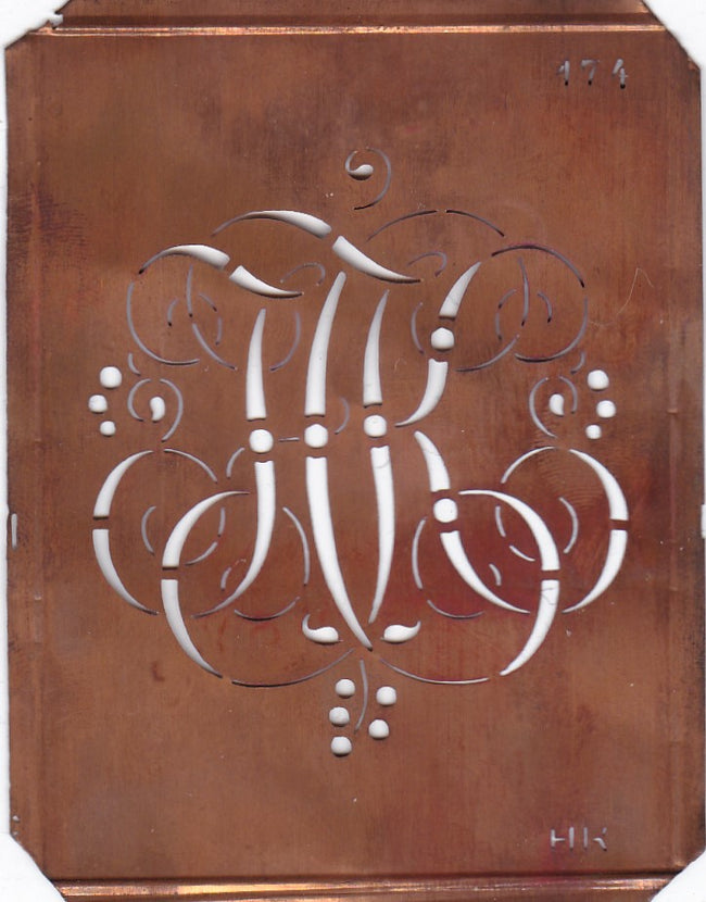HK - Alte Monogramm Schablone mit Schnörkeln