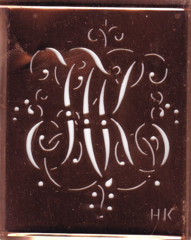 HK - Alte Monogramm Schablone mit Schnörkeln