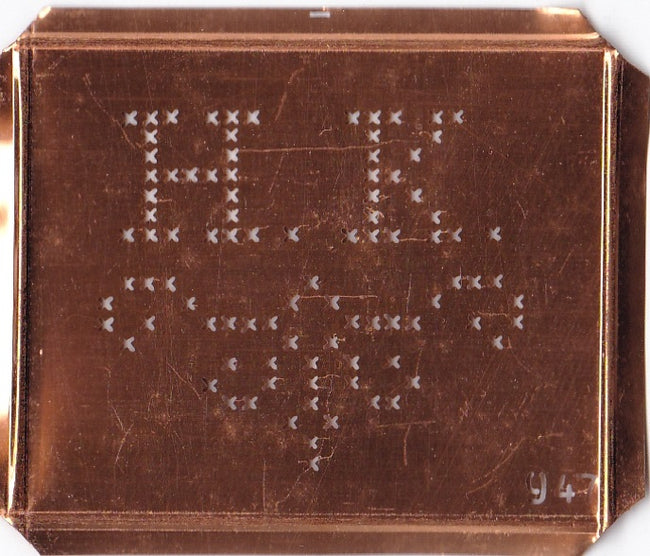 HK - Alte niedliche Kreuzstich Monogramm Schablone