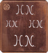 HN - Alte Kupferschablone mit 4 Monogrammen