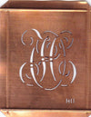 HO - Hübsche alte Kupfer Schablone mit 3 Monogramm-Ausführungen