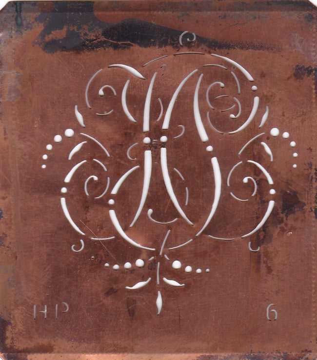 HP - Interessante Monogrammschablone aus Kupferblech