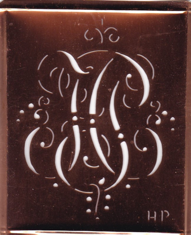 HP - Alte Monogramm Schablone mit nostalgischen Schnörkeln