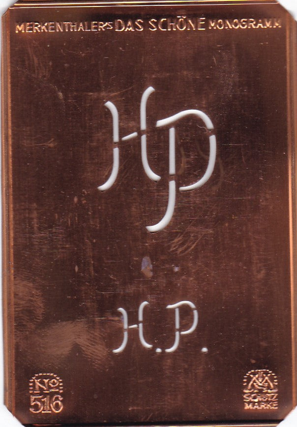 HP - Alte sachlich designte Monogrammschablone zum Sticken