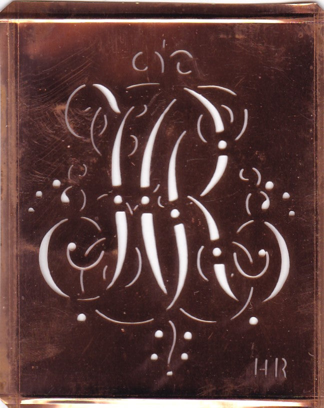 HR - Alte Monogramm Schablone mit Schnörkeln