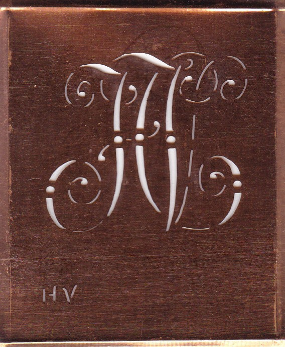 HV - Alte verschlungene Monogramm Stick Schablone