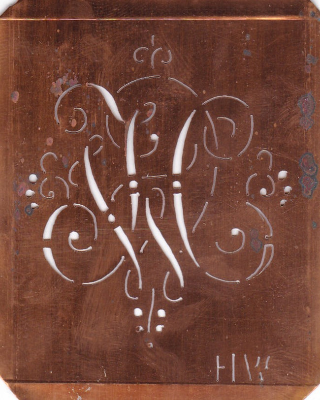 HW - Hübsche alte verschnörkelte Monogrammschablone