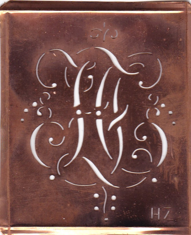 HZ - Alte Monogramm Schablone mit Schnörkeln